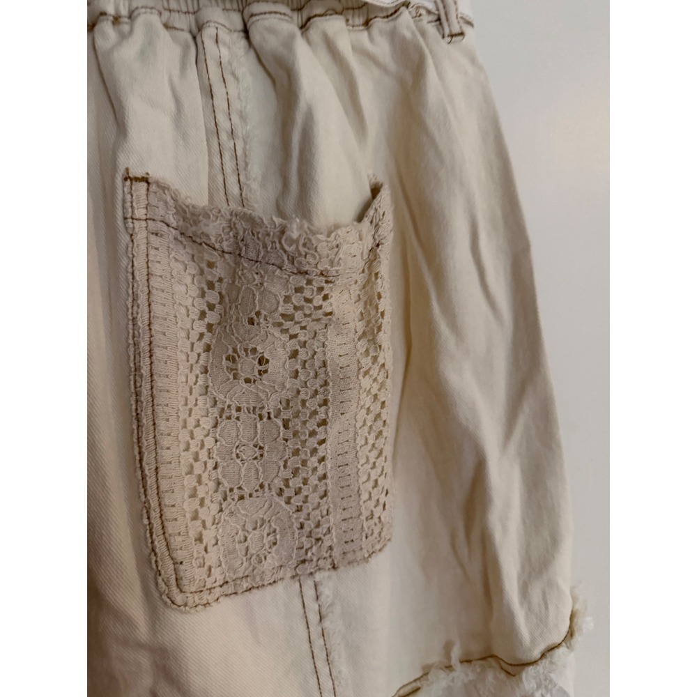 Ali & Hali Women Ivory Patchwork Crochet Eyelet Lace Boho Jogger Pants Large - Picture 4 of 11